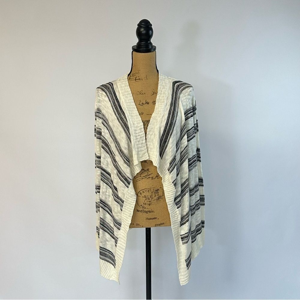 NWT Pink Republic, off white and black, SM, open front/waterfall cardigan